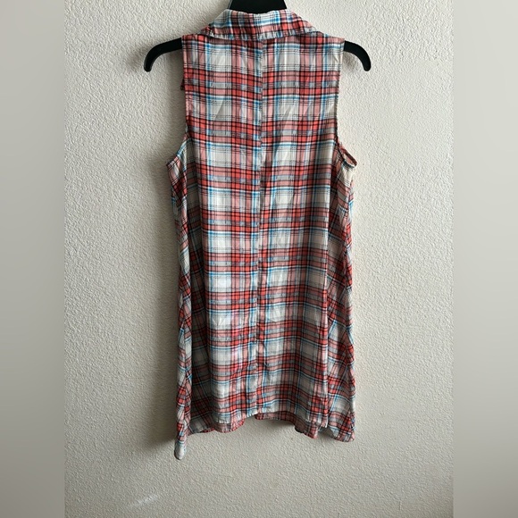BaileyBlue Multicolor Shirt Dress Button Up Plaid Sleeveless M - Picture 3 of 11